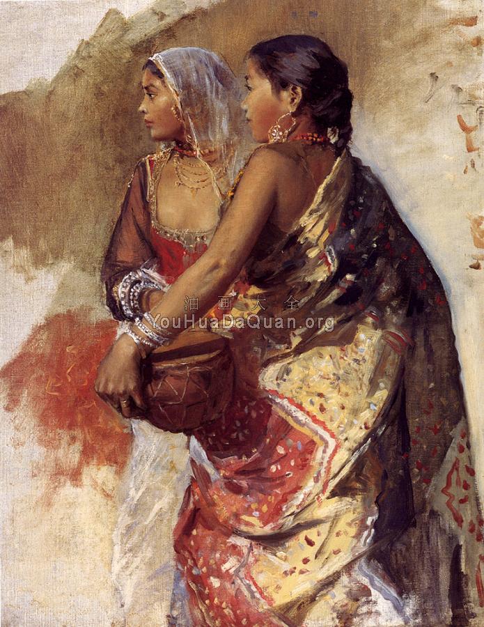 Sketch Two Nautch Girls - 埃德温·罗德·威克斯